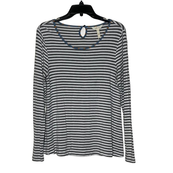 Matilda Jane T-Shirt Size Small Gray White Striped Stretch Blend Womens LS - Picture 1 of 8